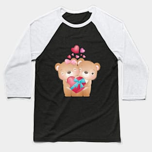 Cute Bear Couple with Hearts for Valentine's Day Baseball T-Shirt